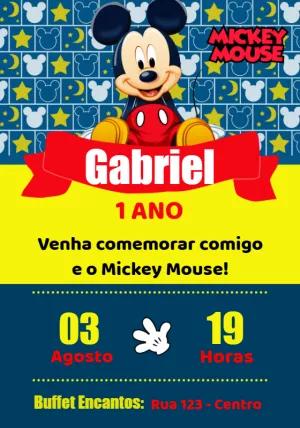Convite de Aniversário Mickey Mouse para Editar Online