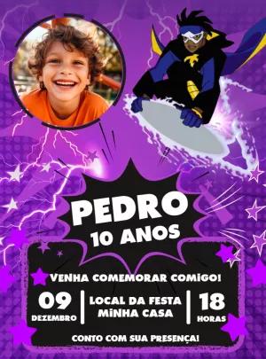 Convite Aniversário Super Choque com Foto para Editar Online