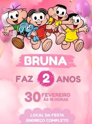 Convite de Aniversário Turma da Mônica para Editar Online