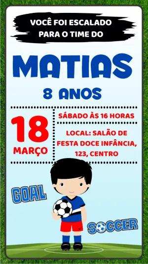 Convite Aniversário Time de Futebol para Editar Online