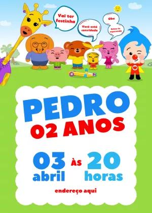 Convite Aniversário Plim Plim Herói do Coração para Editar