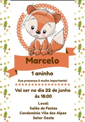 Convite Aniversário Raposinha do Bosque para Editar Online