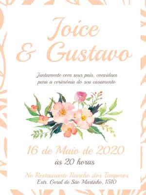 Convite de Casamento Floral Aquarela para Editar Online