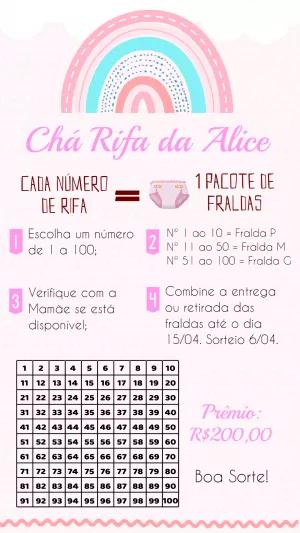 Chá Rifa de Bebê Arco Íris Delicado para Editar Online