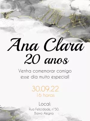 Convite de Aniversário Mármore Elegante para Editar Online