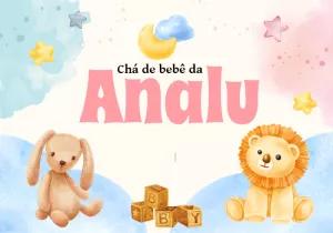Painel Chá de Bebê Animais Aquarela para Editar Online