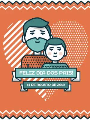 Cartão Dia dos Pais Ilustrado com Pai e Filho para Editar