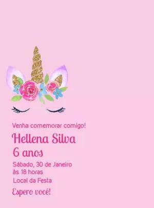 Convite de Aniversário Unicórnio para Editar Online