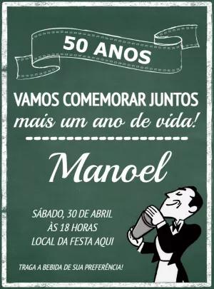 Convite de Aniversário Boteco Estilo Lousa para Editar Online