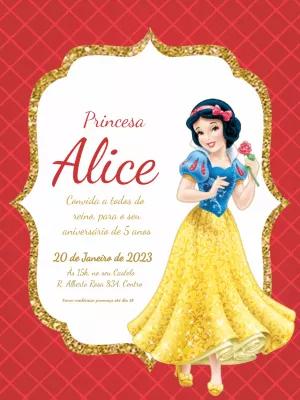 Convite de Aniversário Branca de Neve para Editar Online