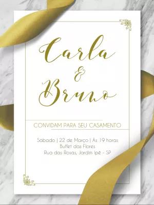 Convite de Casamento Elegante Dourado para Editar Online