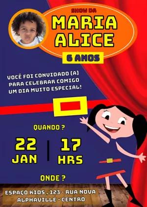 Convite Aniversário Show da Luna com Foto para Editar Online