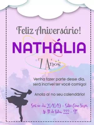 Convite de Aniversário Bailarina Delicado para Editar Online