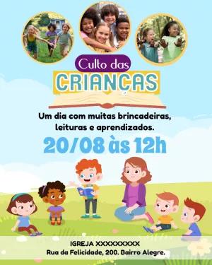 Convite para Culto Infantil com Foto Editável Online