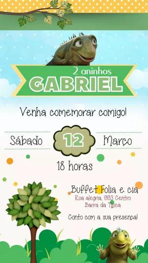 Convite Aniversário Leo o Lagarto para Editar Online