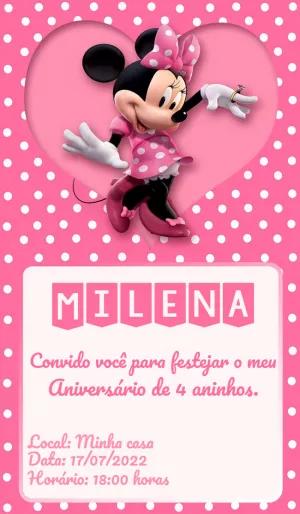 Convite de Aniversário Minnie Mouse Rosa para Editar Online