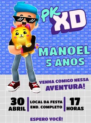 Convite de Aniversário PK XD com Personagens para Editar Online