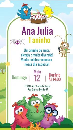 Convite Aniversário Galinha Pintadinha com a Turma para Editar
