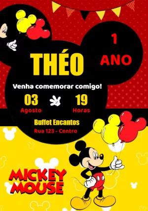 Convite de Aniversário Mickey Mouse Editável Online
