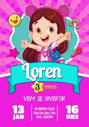 Convite de Aniversário Menina Popstar para Editar Online