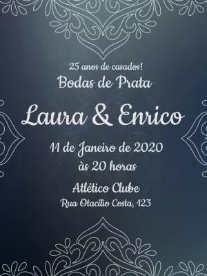 Convite Bodas de Prata Elegante para Editar Online