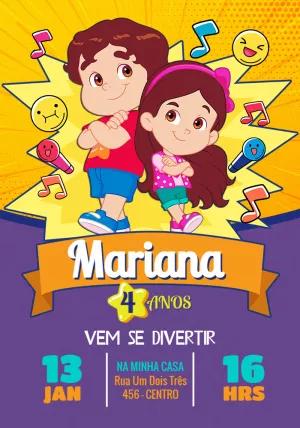 Convite de Aniversário Maria Clara e JP para Editar Online