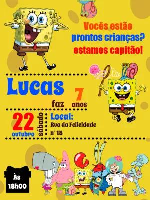 Convite Aniversário Bob Esponja e Amigos para Editar Online