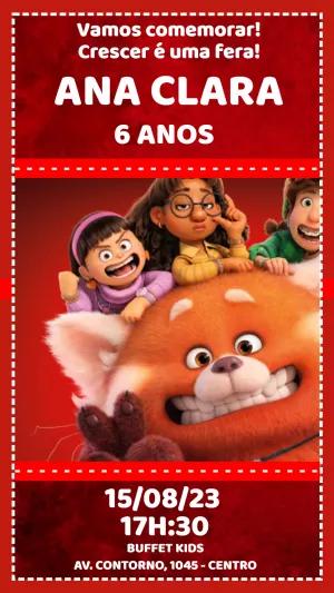 Convite de Aniversário Red: Crescer é uma Fera para Editar