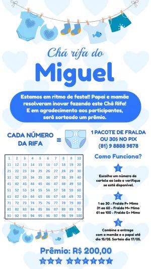 Chá Rifa Menino Varalzinho Azul para Editar Online