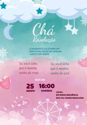 Convite Chá Revelação Nuvens e Roda Gigante para Editar
