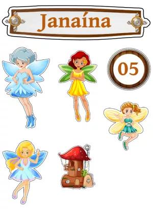 Topo de Bolo Fadinhas para Aniversário para Editar Online