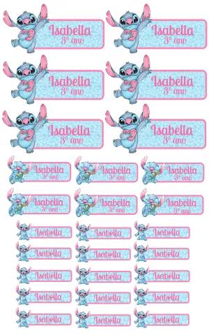 Etiqueta Escolar Stitch para Editar Online e Imprimir