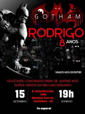 Convite de Aniversário Batman para Editar e Imprimir Online
