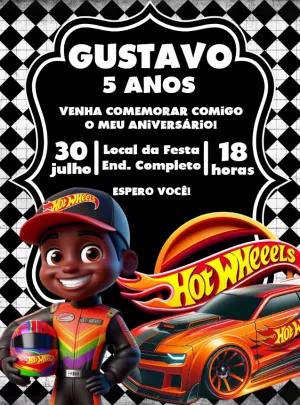 Convite Aniversário Hot Wheels de Corrida para Editar Online
