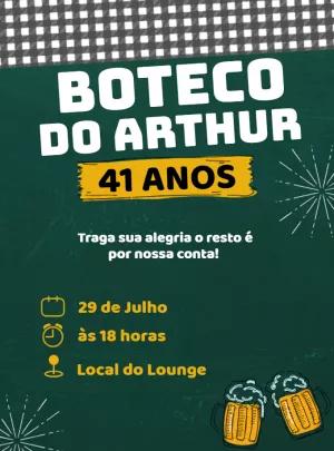 Convite de Aniversário Tema Boteco para Editar Online