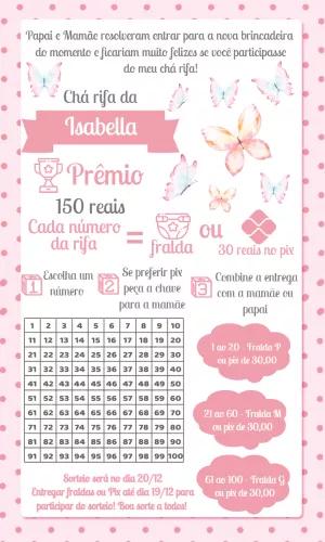 Convite Chá Rifa Borboletas Aquarela para Editar Online