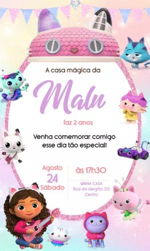 Convite de Aniversário A Casa Mágica da Gabby para Editar