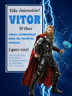 Convite de Aniversário Thor para Editar e Imprimir Online