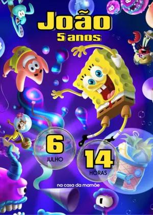 Convite Aniversário Bob Esponja Fundo do Mar para Editar