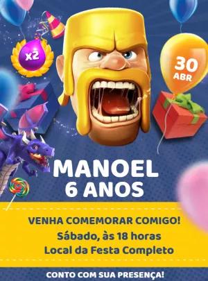 Convite de Aniversário Clash of Clans para Editar Online