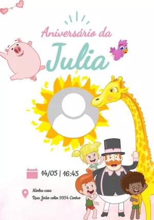 Convite de Aniversário Mundo Bita com Foto para Editar Online