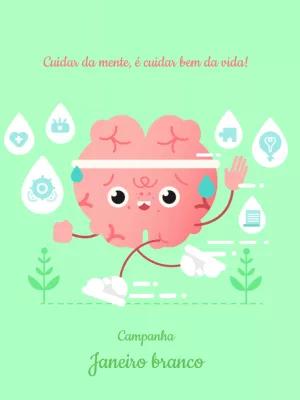 Post sobre Saúde Mental com Cérebro para Editar e Compartilhar