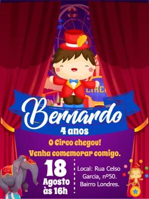 Convite Aniversário Circo com Menino Respeitável para Editar
