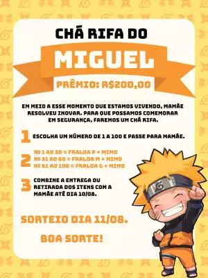 Convite Chá Rifa Naruto Chibi para Editar Online