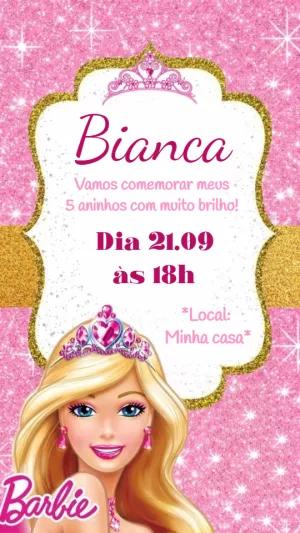 Convite de Aniversário Barbie Princesa para Editar Online