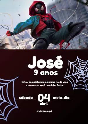 Convite Aniversário Homem-Aranha Miles Morales para Editar Online