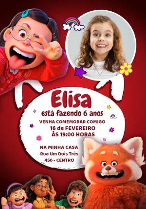 Convite Aniversário Red Crescer é uma Fera com Foto para Editar