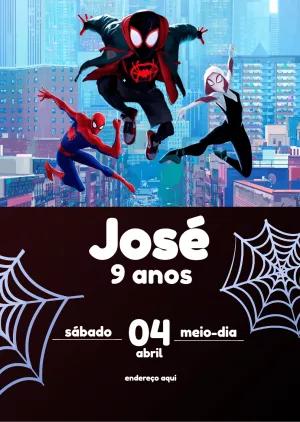 Convite de Aniversário Homem-Aranha Aranhaverso para Editar