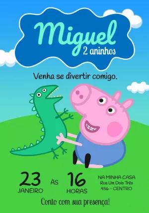 Convite de Aniversário George Pig com Dinossauro para Editar