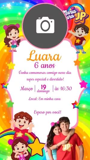 Convite Aniversário Maria Clara e JP com Foto para Editar Online